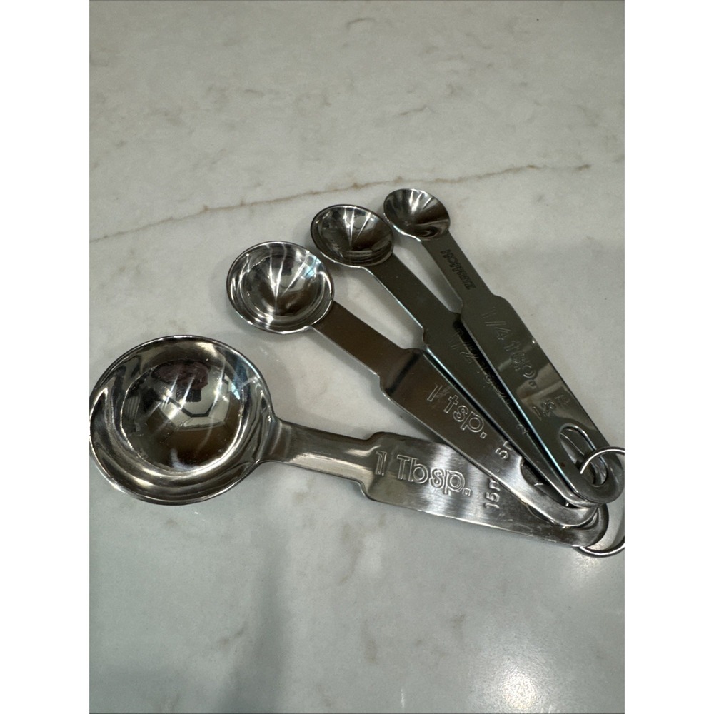 Vintage Hoffritz Stainless Steel 4 Measuring Spoons with Ring Rostfrei Inox